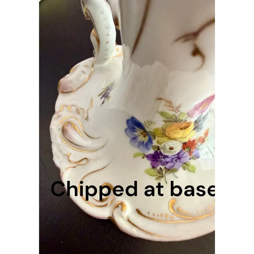 Antique Dresden Hand-Painted Porcelain Chamberstick